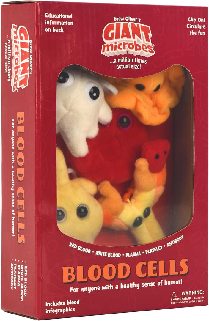 GIANT MICROBES Blood Cells Themed Gift Box, Blood Cell Plush, Lab Tech Gifts, Medical Gift, Phlebotomy Gifts, Bag Charms, Plush Keychains