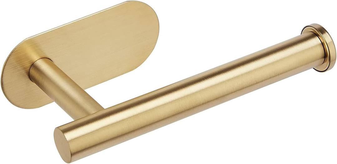 YUET Toilet Paper Holder Self Adhesive, Premium Thicken SUS304 Stainless Steel Rustproof Adhesive Toilet Roll Holder No Drilling for Bathroom, Kitchen, Washroom, Rv (Gold)