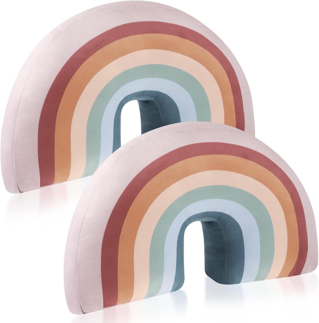 Chunful Rainbow Pillow for Girls Kids 13.8 x 8.7 x 4 Inch Plush Cute Rainbow Throw Pillow Arch Shaped Cushion Stuffed Decoration for Bed Chair Room Home Decor Easter Day(Pastel,2 Pcs)