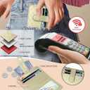 Women's Wallet Built-in Anti-Loss Tracker, RFID Blocking Small Compact Card Holder Wallet for Women Soft PU Leather Bifold Pocket Wallet Ladies Mini Purse with Zipper Pocket, ID Window (Gold)