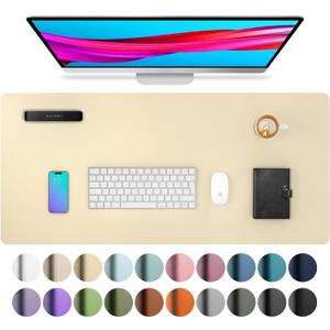 Aothia Leather Desk Pad Protector, Mouse Pad, Office Desk Mat, Non-Slip PU Leather Desk Blotter, Laptop Desk Pad, Waterproof Desk Writing Pad for Office and Home (31.5" x 15.7",Soft Yellow)