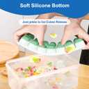 2 x Ice Cube Tray with Lid, 3 Pack Silicone Easy-Release Ice Trays for Freezer, Stackable Ice Cube Molds for Drinks, Cocktails, Whiskey, Coffee - BPA-Free and Odor-Free,Ice Cube Trays for Freezer (Sage Green)