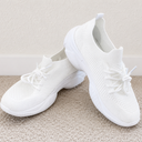 White Minimalist Light Breathable Lace Up Gym Trainer Shoes Sneakers, US 9W
