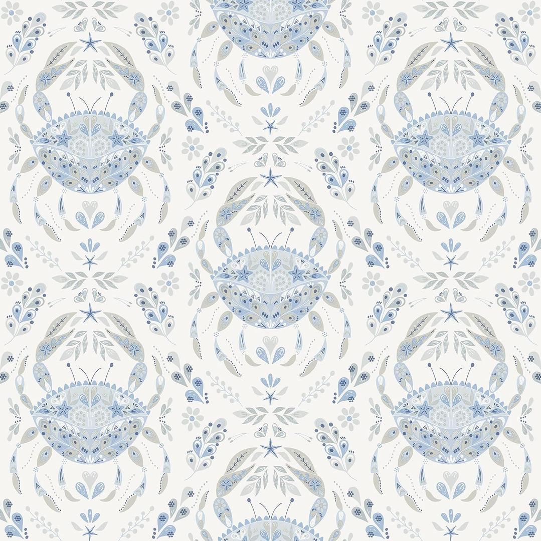 NuWallpaper by WallPops Blue Shellby Peel & Stick Wallpaper