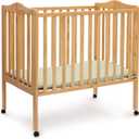 Delta Children Folding Portable Mini Baby Crib with 1.5-inch Mattress - Greenguard Gold Certified, Natural