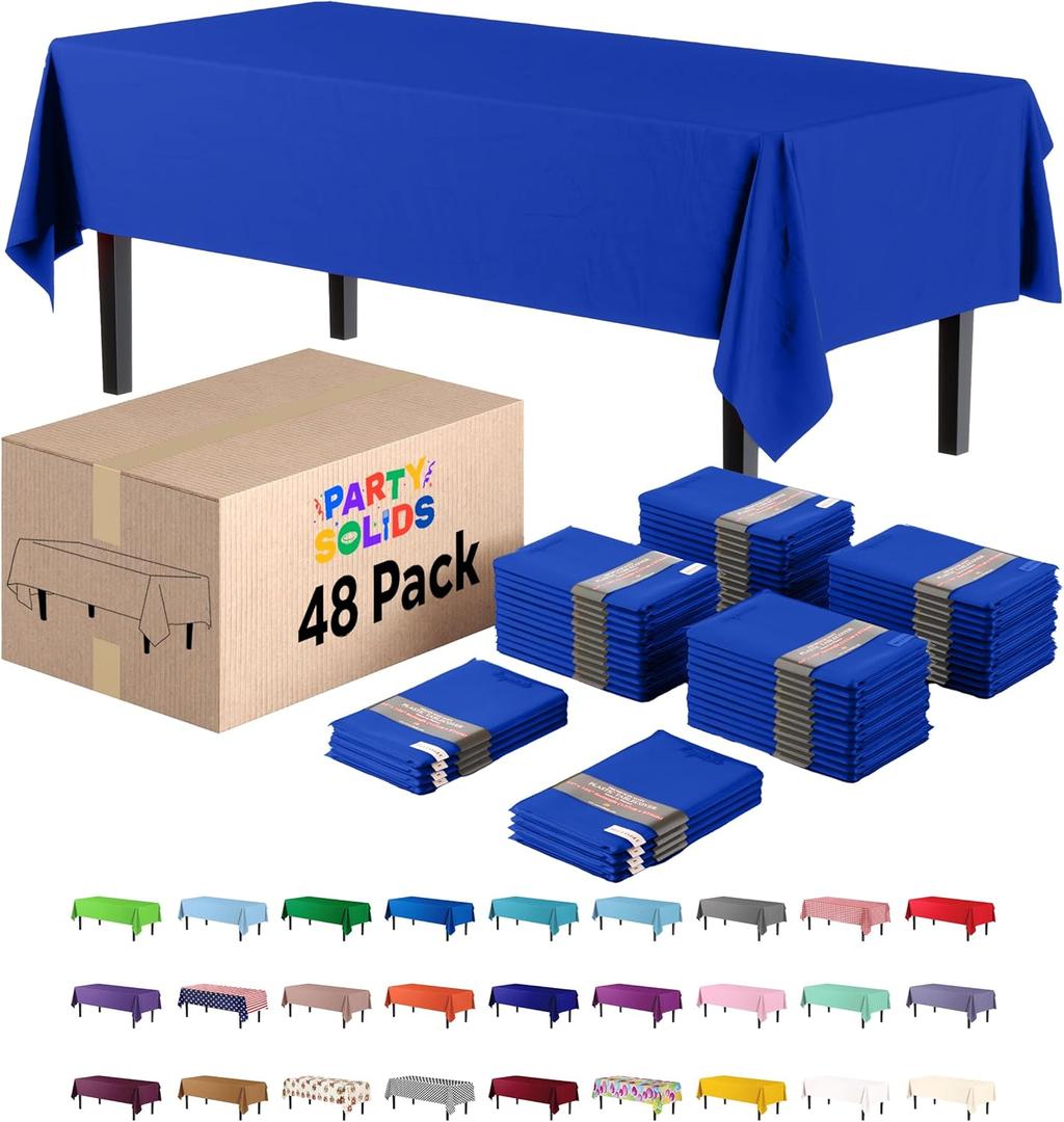 Exquisite Dark Blue Tablecloths for Rectangle Tables 48 Pack Plastic Table Cloth Disposable 54" X 108" Dark Blue Table Cloths Rectangle Tablecloth Plastic Tablecloths Rectangular Party Supplies