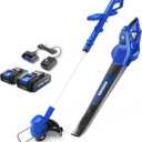 WILD BADGER POWER 20V Weed Wacker & Leaf Blower, Electric with 2 * 2Ah Battery & Charger, String Trimmer, Lightweight, Adjustable Telescopic Shaft, Easy to Use
