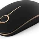 Unipows Wireless Mouse - 2.4G Slim Portable Computer Mouse with Nano Receiver, Less Noise Mobile Optical Mice for Notebook, PC, Laptop, Computer, Mac (Black and Gold)