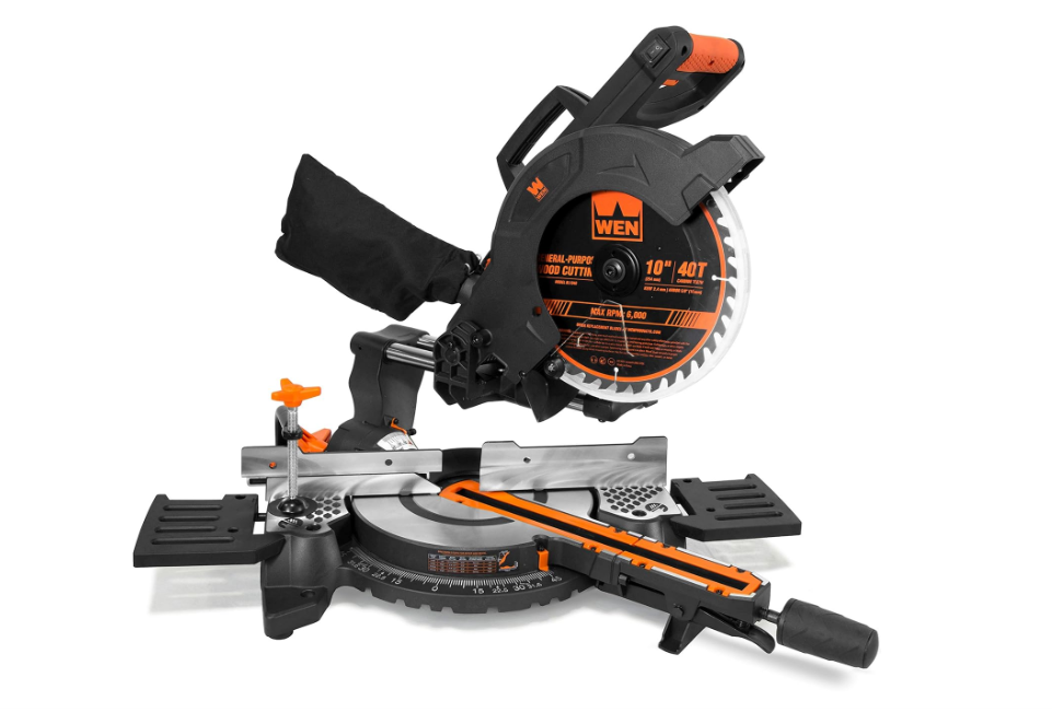 WEN 10-Inch Sliding Compound Miter Saw, Single Bevel, 15-Amp Motor with Laser (MM1011T)