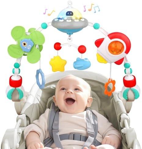 qesfir Musical Baby Stroller Arch Toys, Travel Car Seat Toys, Baby Play Arch Crib Accessory Toys, Mobile for Bassinet, Pram Activity Arch Bar Toys for Babies Infants