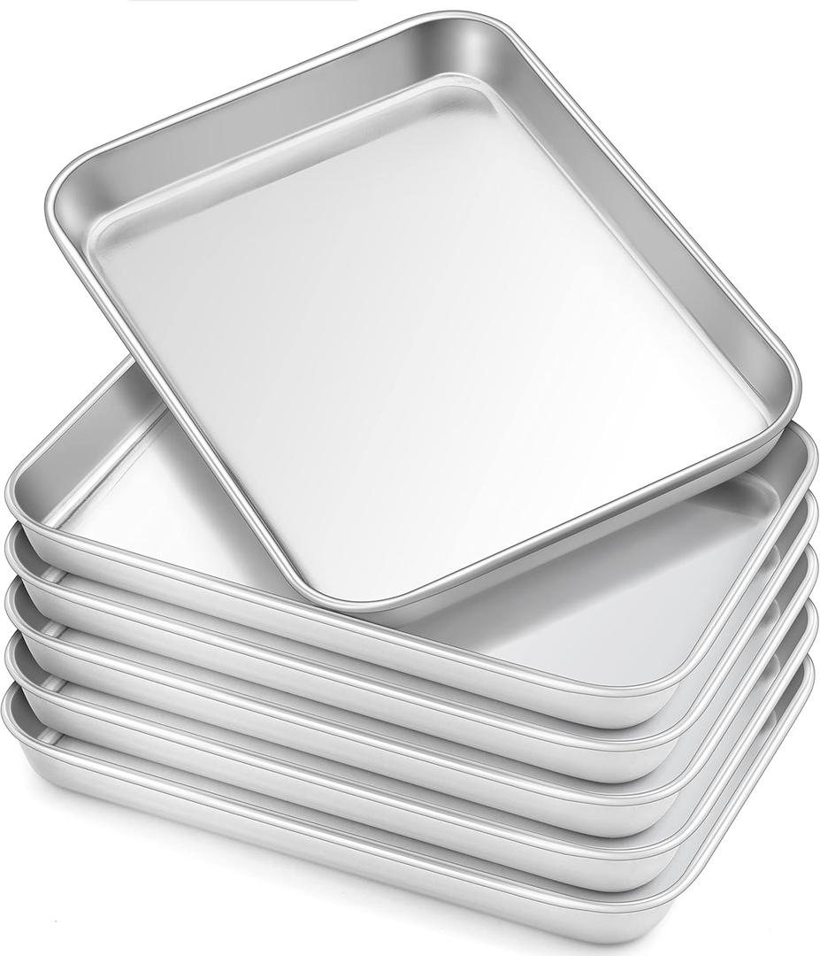HaWare 7.3" x 5.3" x 0.8" Kids Plates, 6-Piece Stainless Steel Toddler Plates, Metal Dinner Dish for Children, Feeding Baking Camping Tray, Reusable Dinnerware, Non-toxic, Oven Safe & Dishwasher Safe