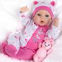 Aori Reborn Baby Dolls Girl - 18'' Realistic Newborn Baby Doll Girl with Pink Feeding Accessories - Lifelike Weighted Body for Role Play, Gift for Kids Ages 3+