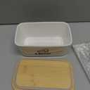 Cheese Container for Refrigerator,Shredded Cheese Container with Bamboo Lid,Ceramic Cream Block Sliced Cheeses Storage Box,Grated,Cheddar Cheeses Saver for Fridge,Kitchen Organizer
