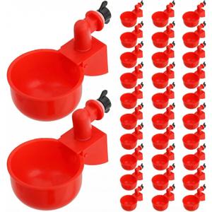 Cedilis 30 Pack Chicken Water Cup, Automatic Drinking Cups for Chickens, 3/8 Inch Thread Poultry Water Cups, Chicken Watering Feeder Cups for Chicken Duck Birds Turkey Rabbit
