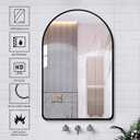 Black Metal Frame Bathroom Arch Mirror for Over Sink, 15x23 Inch Arched Tempered Mirror, Wall Vanity Mirror for Farmhouse, Modern Luxe Mirror for Bedroom, Living Room, Entryway