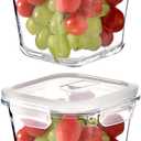 4 Cup Square Glass Food Storage Container with Lids, Square Glass Soup Container with Airtight Lids, 32 OZ Food Prep Bowls for Leftovers, Salad, Microwave、Fridge、Dishwasher Safe (2 Pack)