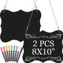 2 Pcs 8 x 10 Large Acrylic Chalkboard Hanging Sign with Chalk Markers Chalk Board Signs with Hanging String for Wedding Kitchen Home Party Decoration
