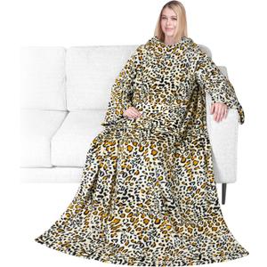 PAVILIA Blanket with Sleeves for Adult Women Men, Soft Warm Wearable Blanket Fleece Wrap Throw, Robe Blanket Gift