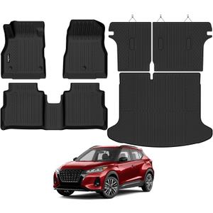 Tongama-Floor Mats for 2018-2024 Nissan Kicks, All Weather TPE Floor Liners and Trunk Mat and Backrest Mats Protectors for Nissan Kicks Waterproof Interior Accessories