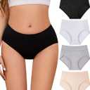 Women's Cotton Bikini Panties High Cut Full Coverage Hipster Breathable Soft Womens Bikini Comfort Underwear Cheeky (L)