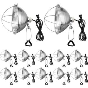 Macarrie 12 Pack 10.5 Inch Clamp Lamp Light with Aluminum Reflector, 6ft SPT-2 18awg Cord and Adjustable Stand Fixture E26 Socket, up to 150 Watt, with Bulb Guard