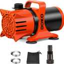 DOKO 4500GPH Submersible Water Pump, 180 Ajustable Pond Pump with 20FT Power Cord 220W Ultra Quiet Aquarium Pump for Pond, Fountain, Waterfall, Fish Tank, Hydroponic, Statuary, Orange Black