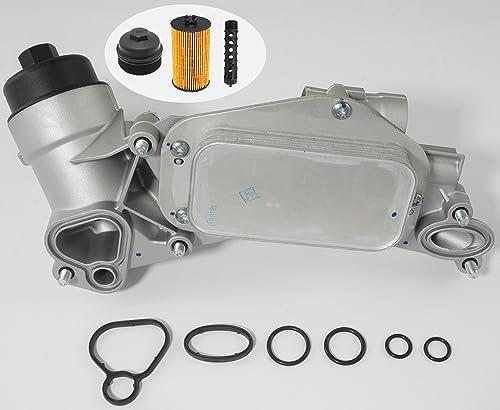 Engine Oil Cooler Filter Housing Assembly Adapter with Gasket, Insert, Cap Compatible with 2008-2019 Chevy Cruze Sonic Malibu Aveo, Buick Cascada, Pontiac G3, Saturn Astra 1.6L 1.8L 25199751 918-432