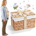 Gender Reveal Baskets with Lid 15 x 10.2 x 9.8 Inch Wicker Shelf Gender Reveal Baskets Baby Shower Storage Basket Decoration for Baby Shower Party Decor Home Organizer, Light Brown
