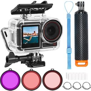 OKFUN 164FT/50M Underwater Waterproof Housing Case with 3Pack Filters for DJI OSMO Action 5 Pro Action 4 Action 3,Protective Dive Shell Monopod Floating Hand Grip Pole Stick Action Camera Accessory