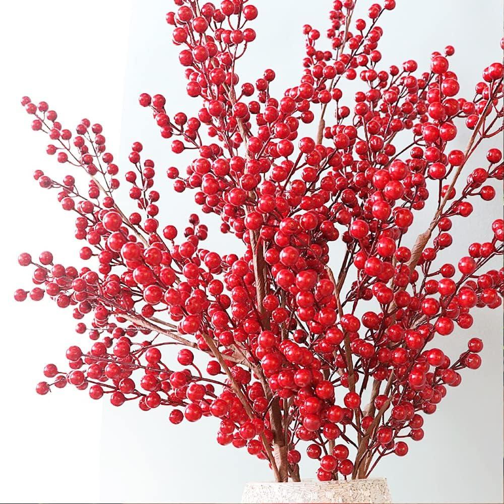 Artificial Red Berries Christmas Berries Stems for Winter Home Decor Christmas Decorations