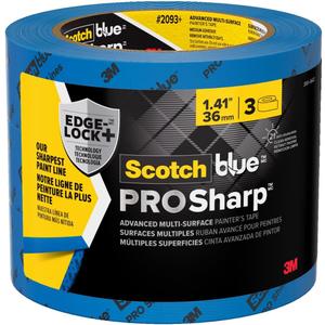 ScotchBlue PROSharp Painter's Tape 1.5 Inch Wide (1.41 in x 60 yd) 3 Rolls Blue Tape Protects Surfaces and Removes Easily, Edge-Lock Tape for Indoor and Outdoor Use (2093+-36AC3)