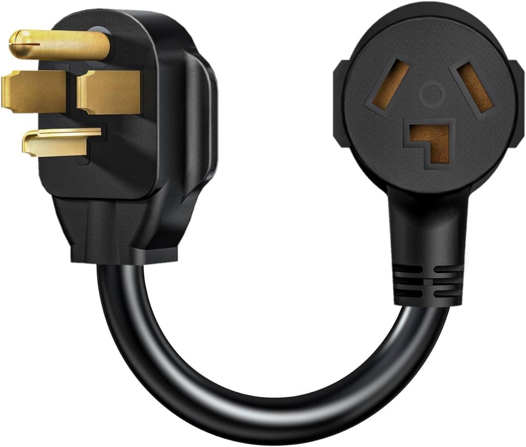 3 Prong to 4 Prong Dryer Plug Adapter, Connects 3-Prong Old Dryer Plug to 4 Prong New Dryer Receptacle, NEMA 14-30P to 10-30R 4-Prong Dryer Outlet Adapter, Black
