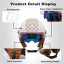 Motor Cycle Helmets for Men Dual Visor 3/4 Open Face Motorcycle Helmet for Men & Women, DOT Approved Unisex Retro Half Helmet，Motorbike Casco for Moped Cruiser (White, L)