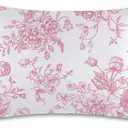 Satin Pillowcase 1 Pack, Pink Flowers Peonies Silky Pillow Cover for Hair and Skin, King Size 20x36 Inch Soft Cooling Printed Roses Floral Pillow Cases with Hidden Zipper, Gifts for Women Men
