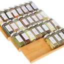 Spice Drawer Organzier,4 Tiers Bamboo Spice Rack Tray Insert for Cabinet Drawer Countertop, Kitchen Seasoning Storage Drawer Organization,14.57" Wide x 15.8" Deep Hold UP To 32 Jars