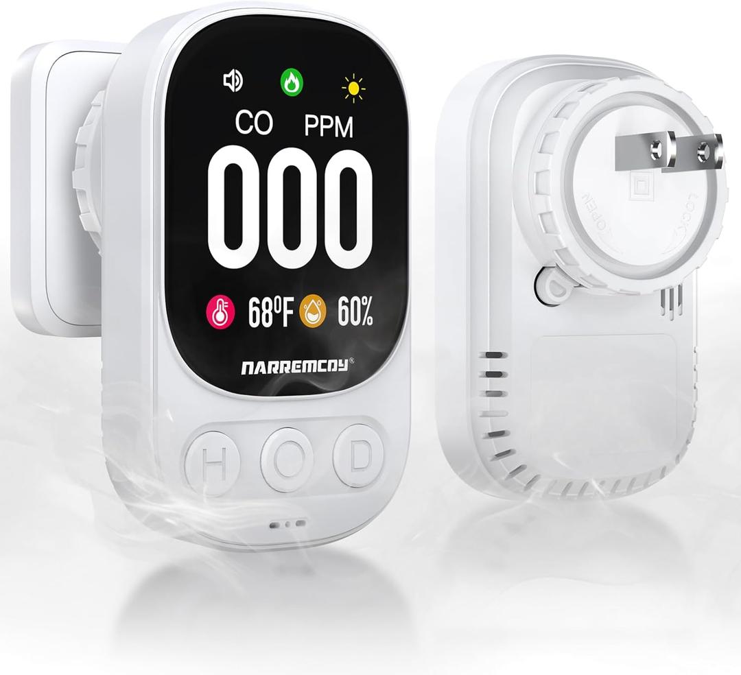3-in-1 Carbon Monoxide Detector Plug in - Ultra HD Display with 85dB Sound & Light Alarm - Accurate 0-999 ppm Detection for Home, Office & Indoor Use