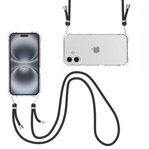 for iPhone 16 Crystal Clear Case with Detachable Adjustable Crossbody Strap, Slim Fit Shockproof Protective Phone Case with Anti-Lost Shoulder Neck Lanyard 6.1" 2024