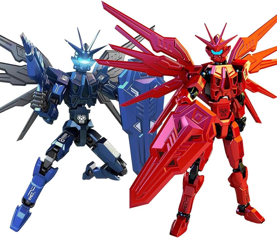 T13 Action Figure 2Pack Sets  Already Assembled 3D Printed Collectible Toy with Dummy 13, Titan 13 Robot T-13 Model Dummy Toys Kit for 6 7 8 9 10 11 12 Years Old Kids Gift & Adults (Blue and Red)