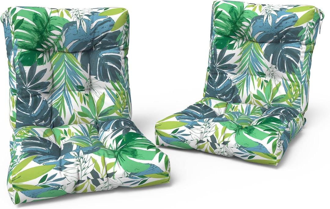 LVTXIII Outdoor Adirondack Chair Cushions, L42 x W21 x H4 Patio Tufted Low Back Cushions, Seasonal Replacement Rocking Chair Cushion for Home Garden Furnitue, Set of 2, Islamorada Blue Green
