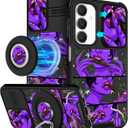 for Samsung Galaxy A25 5G Phone Case - [2in1] Women Cute Girls Phone Cover Purple Girly Unique Cool Design Camera Cover Compatible with MagSafe Ring Holder Stand for Samsung A25 5G Cases 6.5
