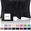 INSSL Silk Pillowcase f Women, Mulberry Silk Pillowcase for Hair and Skin and Stay Comfortable and Breathable During Sleep (Black, Standard)