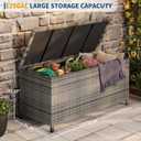 125 Gallon Large Deck Box Waterproof PE Rattan Outdoor Storage Box with Handles and Wheels, Storage Bin for Garden, Balcony, Porch, Pool, Yard