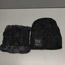 FZ FANTASTIC ZONE Mens Womens Winter Beanie Hat Scarf Set Warm Knit Thick Fleece Lined Skull Cap Neck Warmer for Men Women (Nc Black)