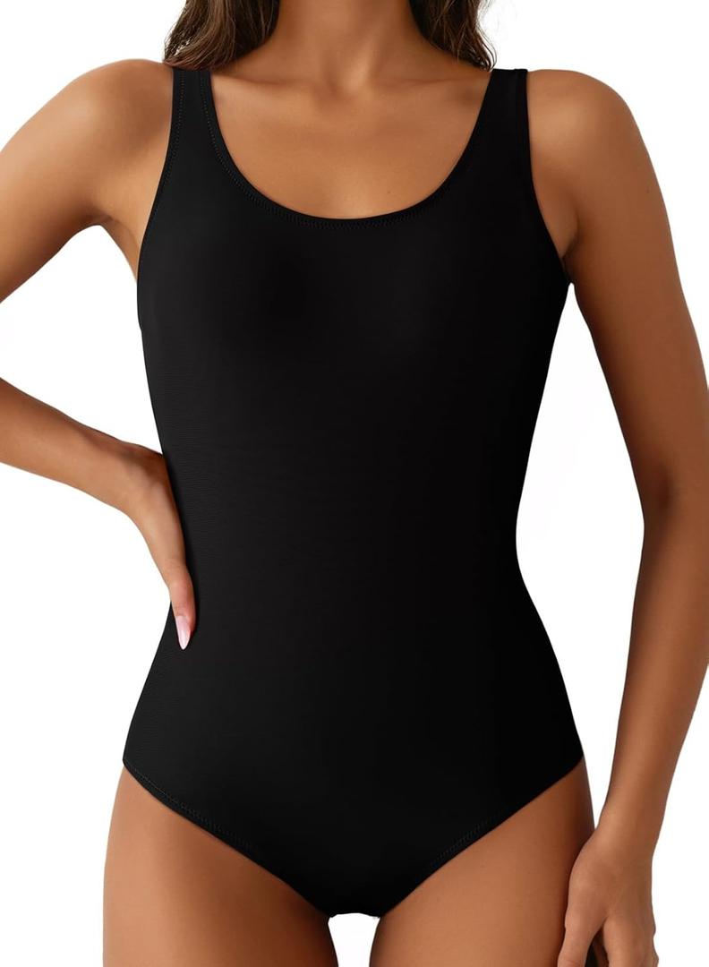 Aleumdr Womens Color Block Print One Piece Swimsuits Athletic Training Swimwear Bathing Suits (Medium)