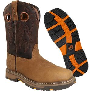 Wolf Genuine Leather Mens Work Boots - Insulated, Oil & Slip Resistant Construction Work Boots Men (5, Light Brown Soft Toe)