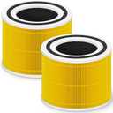 Core 300 Pet Care Replacement Filter for LEVOIT Core 300 Core 300-P Core 300S Vortex Air Air Purifier, 3-in-1 H13 Grade High-Efficiency Activated Carbon, Core 300-RF-PA, 2 Pack, Yellow