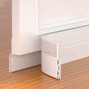Pundin Door Draft Stopper,Adjustable Door Sweep for Bottom of Door,Silicone Weather Stripping Door Bottom Seal Blocker Air Noise,Under Door Gap Filler for Interior/Exterior Doors(White, 78inch)