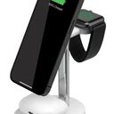 iLIVE 3-in-1 Wireless Charging Stand Black Qi Certified, White