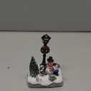 Karenhi Christmas Village Sets, 2 Pcs Snowman Tree Santa Christmas Village Scene with Figurines LED Light Xmas Accessories Tabletop Decorative Xmas Ornaments for Table Decor(Rustic Style)