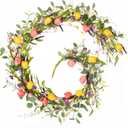 HOHOTIME 6FT Tulip Flower Garland with Eucalyptus, Artificial Spring Floral Vines for Mantle Wedding Porch Staircase Indoor Decor, Fake Wildflower Home Decoration